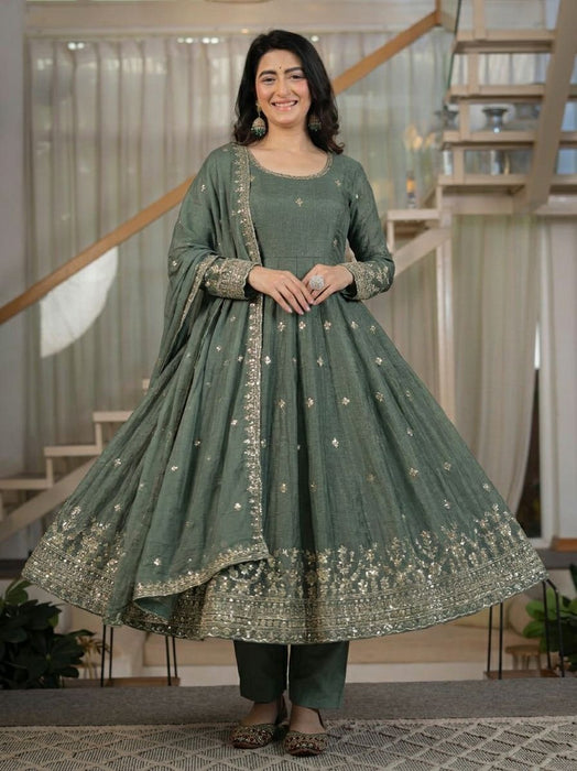Heavy Crunchy Silk Material With 5mm Sequence Embroidery Work Salwar Kameez