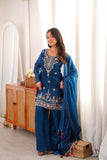 Fendi Silk Top with Heavy Embroidery Beads Sequence & Thread Work With Latkan Salwar Kameez