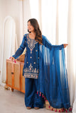 Fendi Silk Top with Heavy Embroidery Beads Sequence & Thread Work With Latkan Salwar Kameez