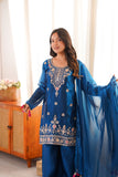 Fendi Silk Top with Heavy Embroidery Beads Sequence & Thread Work With Latkan Salwar Kameez
