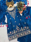 Fendi Silk Top with Heavy Embroidery Beads Sequence & Thread Work With Latkan Salwar Kameez