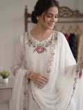 BEAUTIFUL EMBROIDERED FOX GEORGETTE TOP PLAZZO WITH DUPATTA
