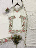 BEAUTIFUL EMBROIDERED FOX GEORGETTE TOP PLAZZO WITH DUPATTA