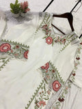 BEAUTIFUL EMBROIDERED FOX GEORGETTE TOP PLAZZO WITH DUPATTA