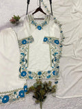 BEAUTIFUL EMBROIDERED FOX GEORGETTE TOP PLAZZO WITH DUPATTA