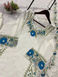 BEAUTIFUL EMBROIDERED FOX GEORGETTE TOP PLAZZO WITH DUPATTA