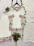 BEAUTIFUL EMBROIDERED FOX GEORGETTE TOP PLAZZO WITH DUPATTA