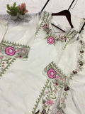 BEAUTIFUL EMBROIDERED FOX GEORGETTE TOP PLAZZO WITH DUPATTA