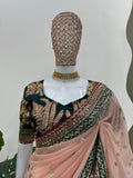 Beautiful Designer Saree on Twil Net Fabric with Thread & Sequence work