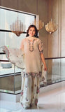 New Designer Party Wear Look Pure Fendi Silk Top & Farshi Palazzo With Dupatta set