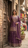 Pure Cinon Silk With Embroidery 5mm Sequence Work Salwar Kameez