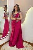New Super Trending Embroidery Sequence work ready to wear saree with Embroidery Blouse