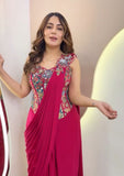 New Super Trending Embroidery Sequence work ready to wear saree with Embroidery Blouse