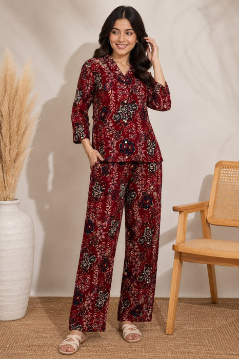 Pure Soft Rayon Cotton & Printed With Foil Work Co-Ord Set