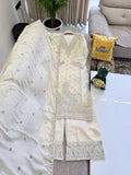 Designer Hevy Chinon Silk Sharara Suit And Dupatta Set