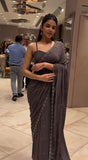 Designer Heavy Crep Satin With Embroidery work  Party Wear Saree With Jacket