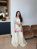 Designer Heavy Roman Glass Silk Top Pazzo And Dupatta With Multi Embroidery And Bids Moti Work