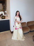 Designer Heavy Roman Glass Silk Top Pazzo And Dupatta With Multi Embroidery And Bids Moti Work