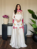 Designer Heavy Roman Glass Silk Top Pazzo And Dupatta With Multi Embroidery And Bids Moti Work