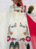 Designer Heavy Roman Glass Silk Top Pazzo And Dupatta With Multi Embroidery And Bids Moti Work