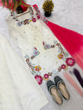 Designer Heavy Roman Glass Silk Top Pazzo And Dupatta With Multi Embroidery And Bids Moti Work