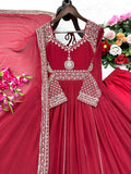 Designer Party Wear Heavy Fox Georgette Gwon Pent & Dupatta Set