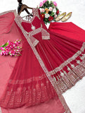 Designer Party Wear Heavy Fox Georgette Gwon Pent & Dupatta Set