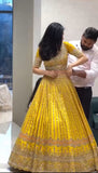 Fox Georgette with Embroidery Sequins Work Beautiful Yellow Lehenga Choli