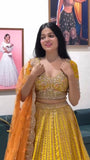 Fox Georgette with Embroidery Sequins Work Beautiful Yellow Lehenga Choli