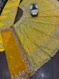 Fox Georgette with Embroidery Sequins Work Beautiful Yellow Lehenga Choli