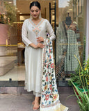 Latest Viscose Chanderi Kurti Bottom And Dupatta With Embroidery Work