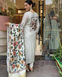 Latest Viscose Chanderi Kurti Bottom And Dupatta With Embroidery Work