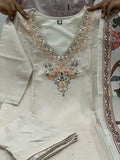 Latest Viscose Chanderi Kurti Bottom And Dupatta With Embroidery Work