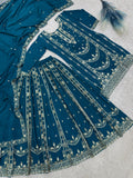 New Fancy Pakistani Collection Top Plazzo And Dupatta Set Fully Stitched