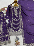 New Fancy Pakistani Collection Top Plazzo And Dupatta Set Fully Stitched