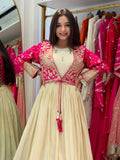 Designer Party Wear Heavy Mono Silk Gown