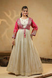 Designer Party Wear Heavy Mono Silk Gown