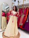 Designer Party Wear Heavy Mono Silk Gown