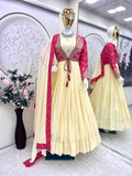 Designer Party Wear Heavy Mono Silk Gown