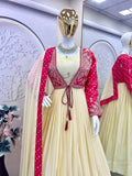 Designer Party Wear Heavy Mono Silk Gown