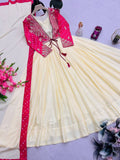 Designer Party Wear Heavy Mono Silk Gown