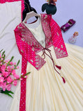 Designer Party Wear Heavy Mono Silk Gown