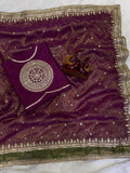 Soft NC Twill with Sequence and cording Embroidery Work Beautiful Saree