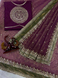 Soft NC Twill with Sequence and cording Embroidery Work Beautiful Saree