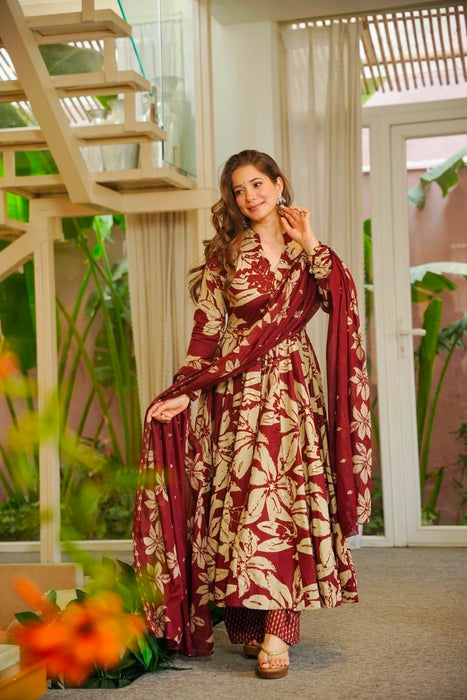 Designer Anarkali Suit In New Fancy Style With Maslin cotton With Digital Print Work