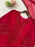 EXCLUSIVE 3 PIECE PLAZZO PAIR WITH DUPATTA IN SEQUENCE EMBROIDERY WORK