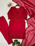 EXCLUSIVE 3 PIECE PLAZZO PAIR WITH DUPATTA IN SEQUENCE EMBROIDERY WORK