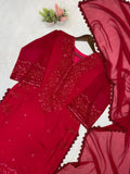 EXCLUSIVE 3 PIECE PLAZZO PAIR WITH DUPATTA IN SEQUENCE EMBROIDERY WORK