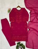 EXCLUSIVE 3 PIECE PLAZZO PAIR WITH DUPATTA IN SEQUENCE EMBROIDERY WORK