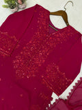 EXCLUSIVE 3 PIECE PLAZZO PAIR WITH DUPATTA IN SEQUENCE EMBROIDERY WORK